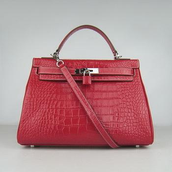 HKL32RCSS017 Hermes 32CM Red Crocodile Stripe (argento)